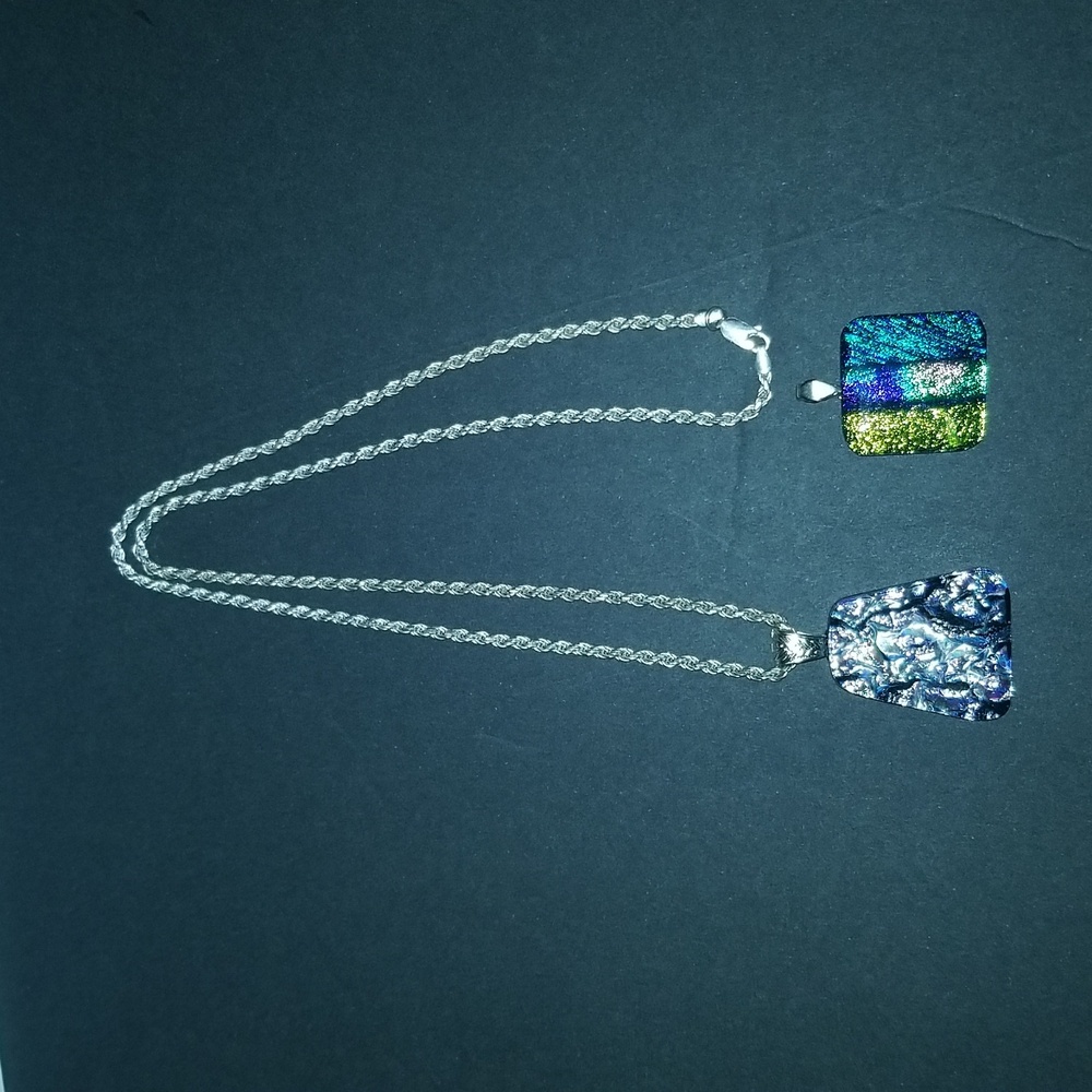 Silver necklace with 2 pendants